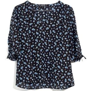 100% Silk Cinch-Sleeve Top in Baby's Breath Madewell